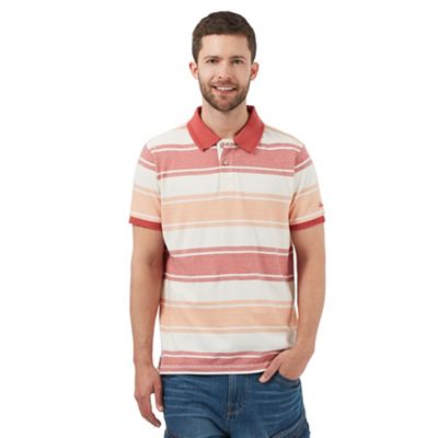 Mantaray Big and tall orange herringbone striped polo shirt